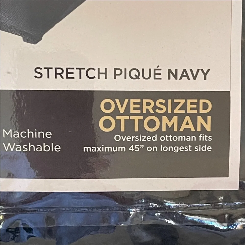 Sure Fit Stretch Box Cushion Ottoman One Piece Slipcover, Navy nwt